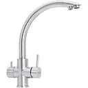 Змішувач Platinum KT 6609 (8203) з функцією фільтра поворотний двоважільний з нержавіючої сталі сірий