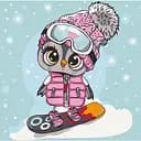 Картина за номерами ArtCraft Совеня на сноуборді 30x30 см (15549-AC)