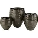 Кашпо J-Line металеві чорного кольору комплект із трьох (45817)