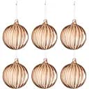 Ялинкові скляні кулі J-line прозорі коричневого кольору з рельєфною поверхнею діаметр 8 см (37376)