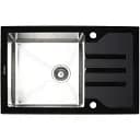 Кухонна скляна мийка Platinum Handmade Black Glass нержавіюча сталь 3 мм прямокутна 78x51x20 см