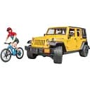 Джип Bruder Jeep Rubicon с фигуркой велосипедиста на спортивном байке 1:16 (02543)