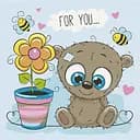 Картина за номерами ArtCraft Ведмежа з квіткою 30x30 см (15513-AC)