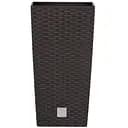 Горщик для квiтiв Prosperplast Rato квадратний високий, з вкладишем 2 в 1, 225 мм, коричневий (77963-440)