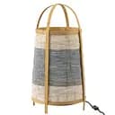 Лампа настольная, напольная J-Line из бамбука и тростника с синей вставкой 60 см (40910)