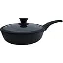 Сковорода кована Krauzer Carbon Strong глибока із силіконовою кришкою 24 см (77216)