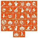 Набір трафаретів для біо-тату "Хелловін №3" hallowween-3-32, 32 трафарети 6х6 см