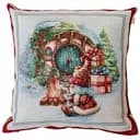 Наволочка гобеленова Прованс Різдвяне багаття Гном біля синіх дверей 45х45 см (37181)