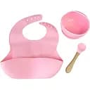 Набор детской посуды MegaZayka силиконовая тарелка и слюнявчик MGZ-0110(Pink)  