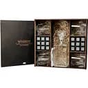 Подарунковий набір Whiskey Stones камені для віскі в дерев'яному пеналі №8 + декантер і 4 склянки Rocco Selecta + щипці + мішечок