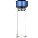 Термос скляний 330 мл з подвійними стінками та ситечком, синій Yiwu HP-14-39BL