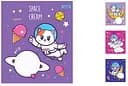 Тетради ученические 12 листов линия. 1В Space friends, 25 шт. в упаковке