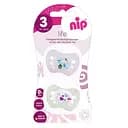 Пустышка Nip Чудесная жизнь № 3, силиконовая, 16-32 мес., 2 шт., розовый с молочным (31303)