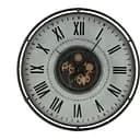 Настінні годинники J-line круглі в металевому корпусі сірі із золотистим механізмом 109 см (2920)