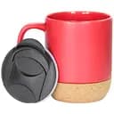 Кружка керамическая с пластиковой крышкой и пробковой подставкой 340 мл черный (30000025)