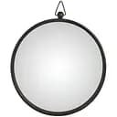 Зеркало круглое настенное J-line обзорное сферическое расширяющее в черной деревянной раме диаметр 40 см (93615)
