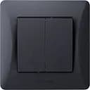 Выключатель двухклавишный Videx Binera черный проходной графит 1 шт.