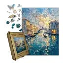 Деревянный фигурный пазл Венецианский канал, А4, Картонная коробка 100 элементов.