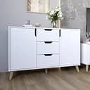 Комод в гостиную с ножками цвета Орех светлый М-ЗОН Борн 1200 Нимфея Альба (белый) (MZN-031097)