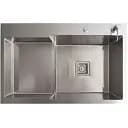 Кухонна мийка Platinum Handmade 78x50С L з нержавіючої сталі 3.0 мм квадратний сифон 78x50x22 см сатин