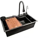 Кухонна мийка Platinum Handmade Водоспад 75x45G чорна