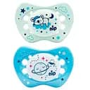 Пустушка Nip Нічний сон № 2 Ведмедик і Зірочки, силіконова, 16-32 міс., 2 шт., блакитний з білим (313118)