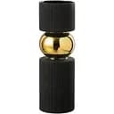 Ваза J-line стеклянная черная с золотом 30 см (49650)