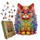 Пазл дерев'яний Райдужне Кошеня, А5, Дерев'яна коробка 35 елементів