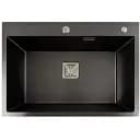 Кухонна мийка Platinum Handmade HSB з нержавіючої сталі 1.2 мм квадратний сифон 70x50x23 см чорна