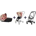 Люлька Cybex Mios Lux R Spring blossom light + Комплект текстилю Cybex Mios Spring blossom light + Шасі для коляски Cybex Mios LS RBA Chrome Black
