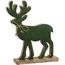 Статуетка Оленя різдвяна J-line дерев'яна ручна робота 30 см зелена (37937)