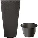 Горшок для цветов Prosperplast Matuba высокий, с вкладышем 2 в 1, 400 мм, антрацит (71370-433)