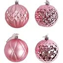 Набір новорічних прикрас 24 текстурні іграшки на ялинку, рожевого кольору (161623)