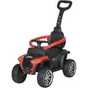 Каталка-толокар M 4803EL-3, батьківська ручка, еко-шкіра, пластик, до 23 кг, червоний