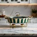 Мармит фарфоровый настольный овальный 1.5 литра мармитница с подогревом Yiwu JY-6