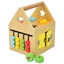 Бизикуб MD 0882 в форме домика с сортером, лабиринтом, фигурами, болтом, гайкой и подвижными деталями