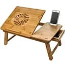 Столик бамбуковий для ноутбука UFT T25 New з підставкою для смартфона й активним охолодженням