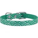 Ошейник для кошек BronzeDog Barksi Classic Море кожаный одинарный с серебряным тиснением 2XS 18-25х1 см ментоловый