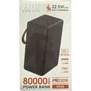 Аккумулятор портативный Profit SP08 80000mAh 22.5W + PD 20W LED внешняя батарея черная с фонариком