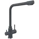 Смеситель под фильтр Platinum KT 8201 (8626) поворотный двухрычажный из нержавеющей стали серый муссон