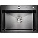 Кухонная мойка Platinum Handmade 58x43 PVD черная (сифон круглый черный 3.0/0.8)