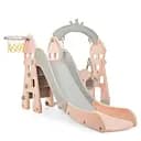 Дитяча гірка-гойдалка BAMBI HOUSE-8 з баскетбольним кільцем, ш146-г183-в120см, рожева