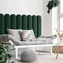 Стінова панель, з закругленим краєм, оксамитове узголів'я ліжка, зелена 30*80*4 см