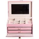 Кейс-сундучок Yiwu для украшений на кнопке 22.5x15.5x13 см розовый HP-5-17P