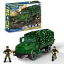 Конструктор IBLOCK Армия КрАЗ с тентом, PL-921-443, 160 деталей, 2 фигурки, 28.5x6.4x25 см