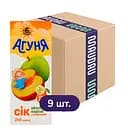 Упаковка сока Агуня Яблоко-персик с мякотью 1.8 л (0.2 л x 9 шт.)