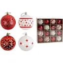Набір новорічних прикрас 16 іграшок на ялинку з малюнком сніжинок, червоного та білого кольорів (161086)