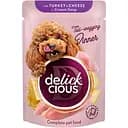 Влажный корм для собак Delickcious Полоски с индейкой и сыром в крем супе 85 г