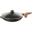 Сковорода Maysternya с деревянной ручкой и со стеклянной крышкой 24х4 см (Т302С3)