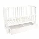 Детская кроватка Волна с маятниковым механизмом, выдвижным ящиком и откидной боковиной ольха белый